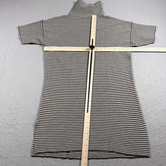 Eileen Fisher Sweater Dress Womens Medium Gray Striped Merino Wool Turtleneck - Picture 3 of 9